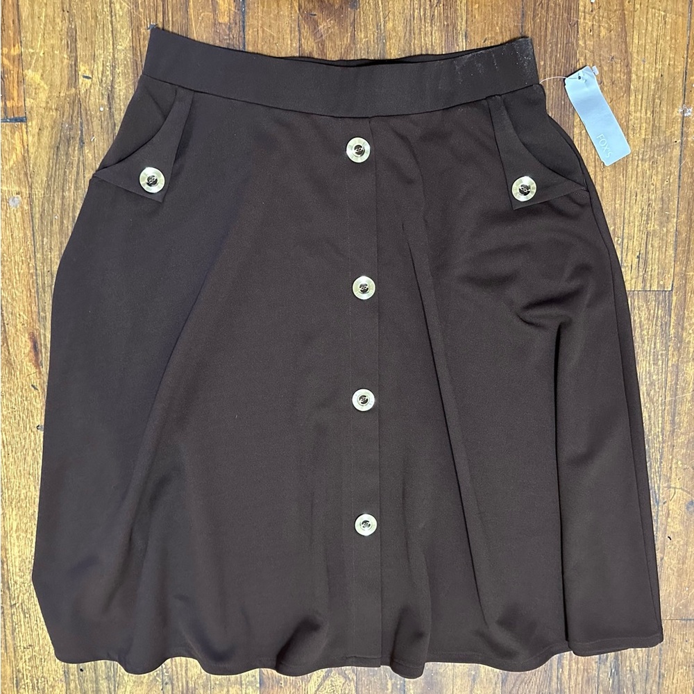 Chic Brown A-Line Skirt with Button Detail
